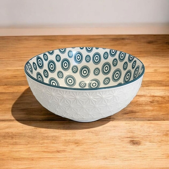 Other - White and Teal Patterned Bowl